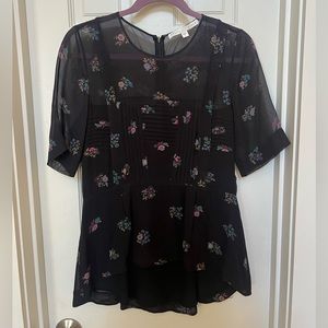 Veronica Beard black floral blouse